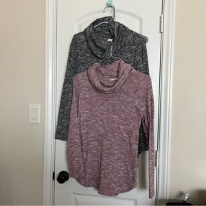 Bundle of 2 Supersoft Waffle Cowl Tunic Top